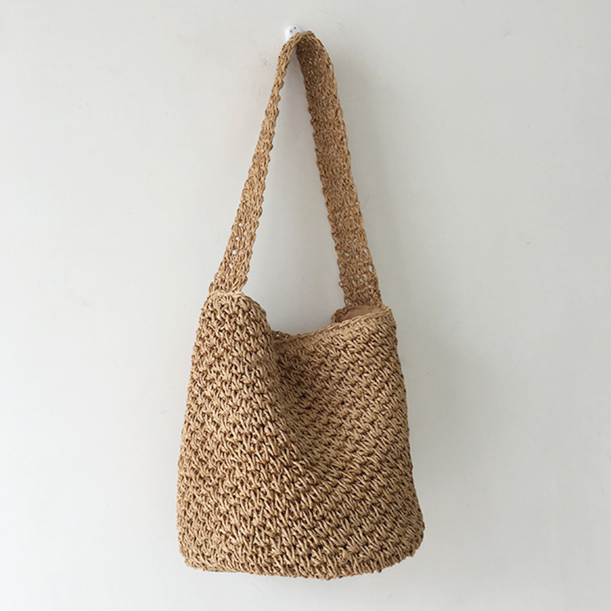 Straw Shoulder Bucket Bag