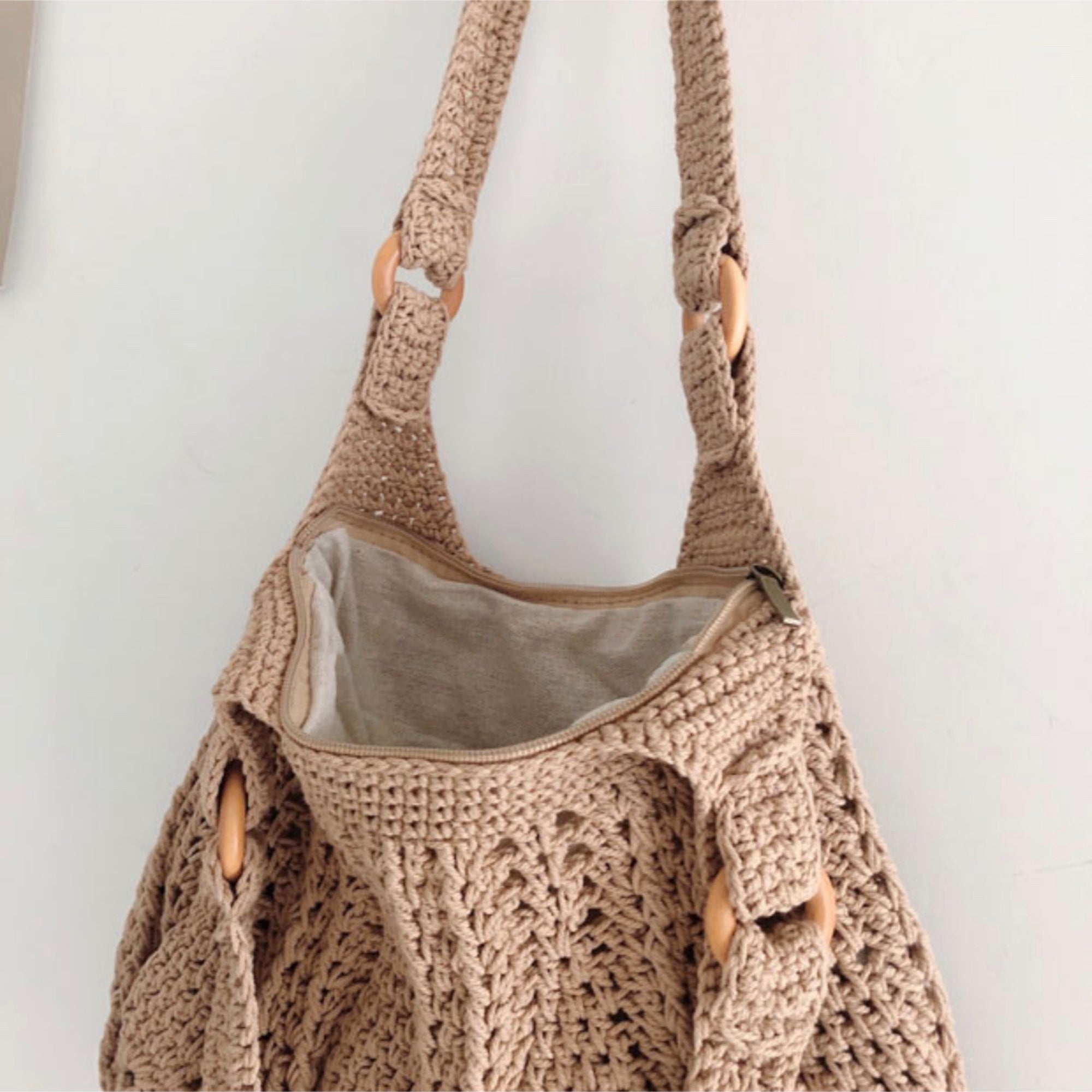 Buy Online High Quality, Unique Handmade Retro Artsy Twist Cotton Knitted Shoulder Bag, Hand Woven, Fashion Casual Bag, Gift for Her, Women's Woven Bag - Elena Handbags