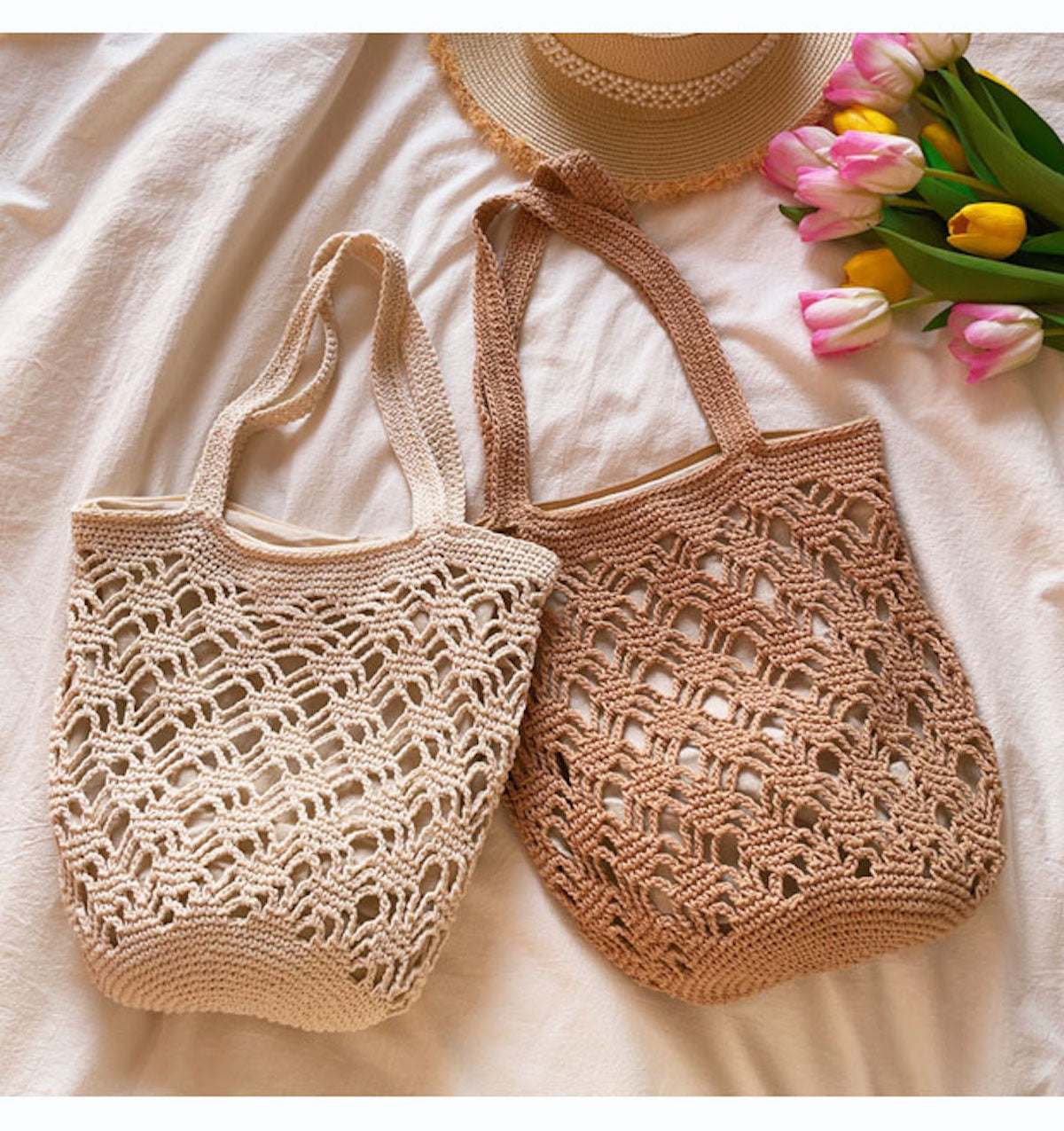 Buy Online Elena Handbags Cotton Crochet Bucket Bag