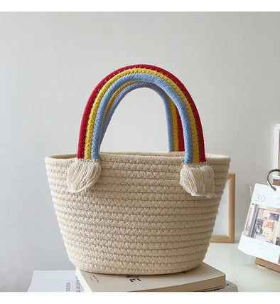 Buy Online Elena Handbags Knit Rainbow Basket Bag