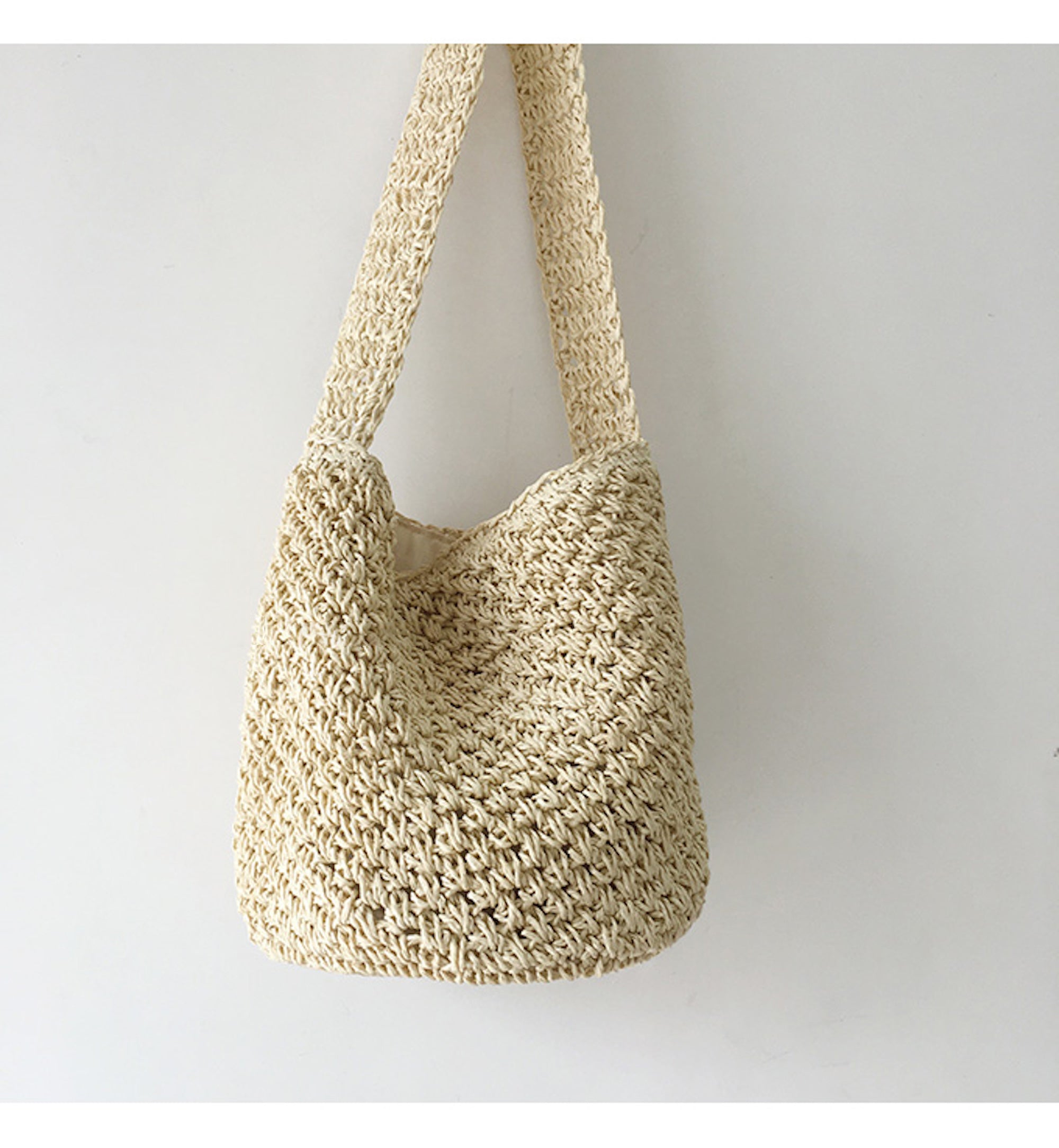 Buy Online High Quality, Unique Handmade Straw Shoulder Bucket Bag, Minimalistic Basket Design, Small Size, Handmade Summer Beach Purse, Raffia Bag - Elena Handbags