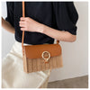 Elena Handbags Straw Woven Box Bag with Leather Flap