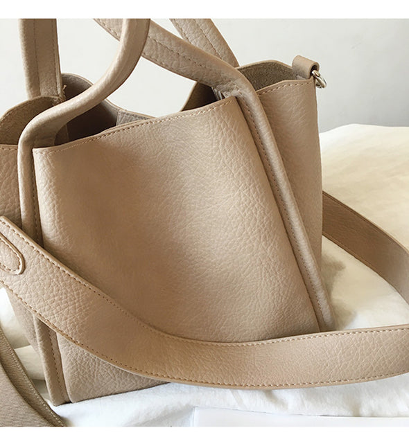 Buy Online Ultra Soft Leather Bucket Bag with Shoulder Strap and Inner Pouch