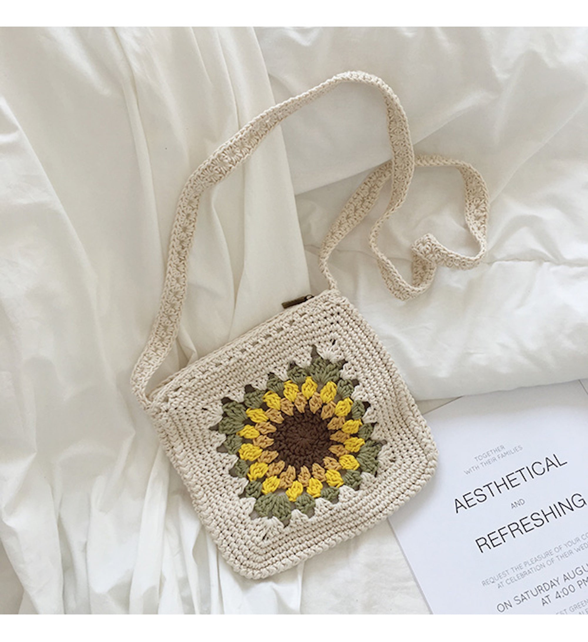 Buy Online High Quality, Unique Handmade Handmade Crochet Sunflower Purse, Hand Woven Crossbody Bag, Cotton Purse, Amigurumi Shoulder Bag, Crossbody Bag - Elena Handbags
