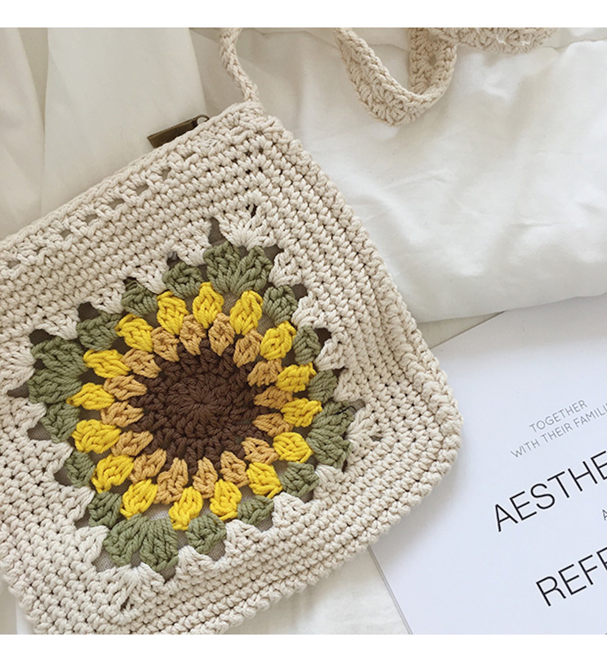 Buy Online High Quality, Unique Handmade Handmade Crochet Sunflower Purse, Hand Woven Crossbody Bag, Cotton Purse, Amigurumi Shoulder Bag, Crossbody Bag - Elena Handbags