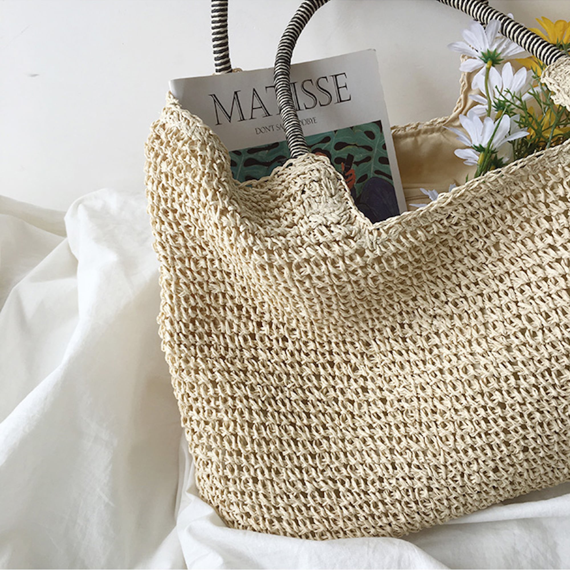 Beach Straw Woven Tote Bag