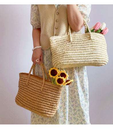 Elena Handbags Straw Woven Summer Beach Bag