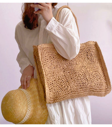 Buy Online Elena Handbags Large Straw Summer Tote