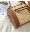Buy Online High Quality, Unique Handmade Leather and Straw Bucket Purse, Summer Handbag, ins Style Women's Bag - Elena Handbags