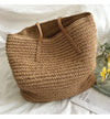 Buy Online High Quality, Unique Handmade Large Straw Woven Tote Bag with Leather Straps, Summer Bag, Everyday Shoulder Bag, Beach Bag - Elena Handbags
