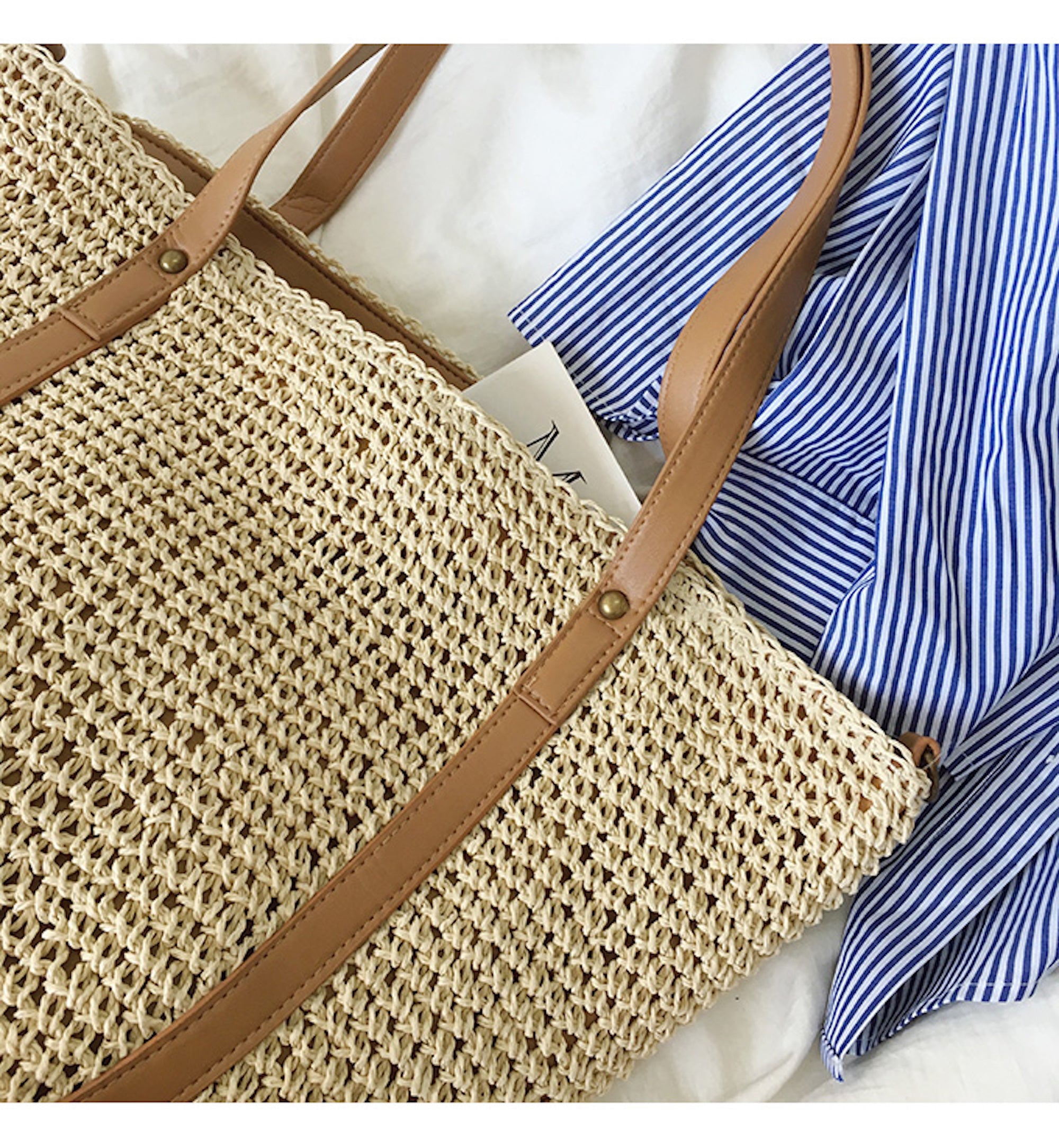Buy Online High Quality, Unique Handmade Large Straw Woven Tote Bag with Leather Accents, Summer Bag, Everyday Shoulder Bag, Beach Bag - Elena Handbags