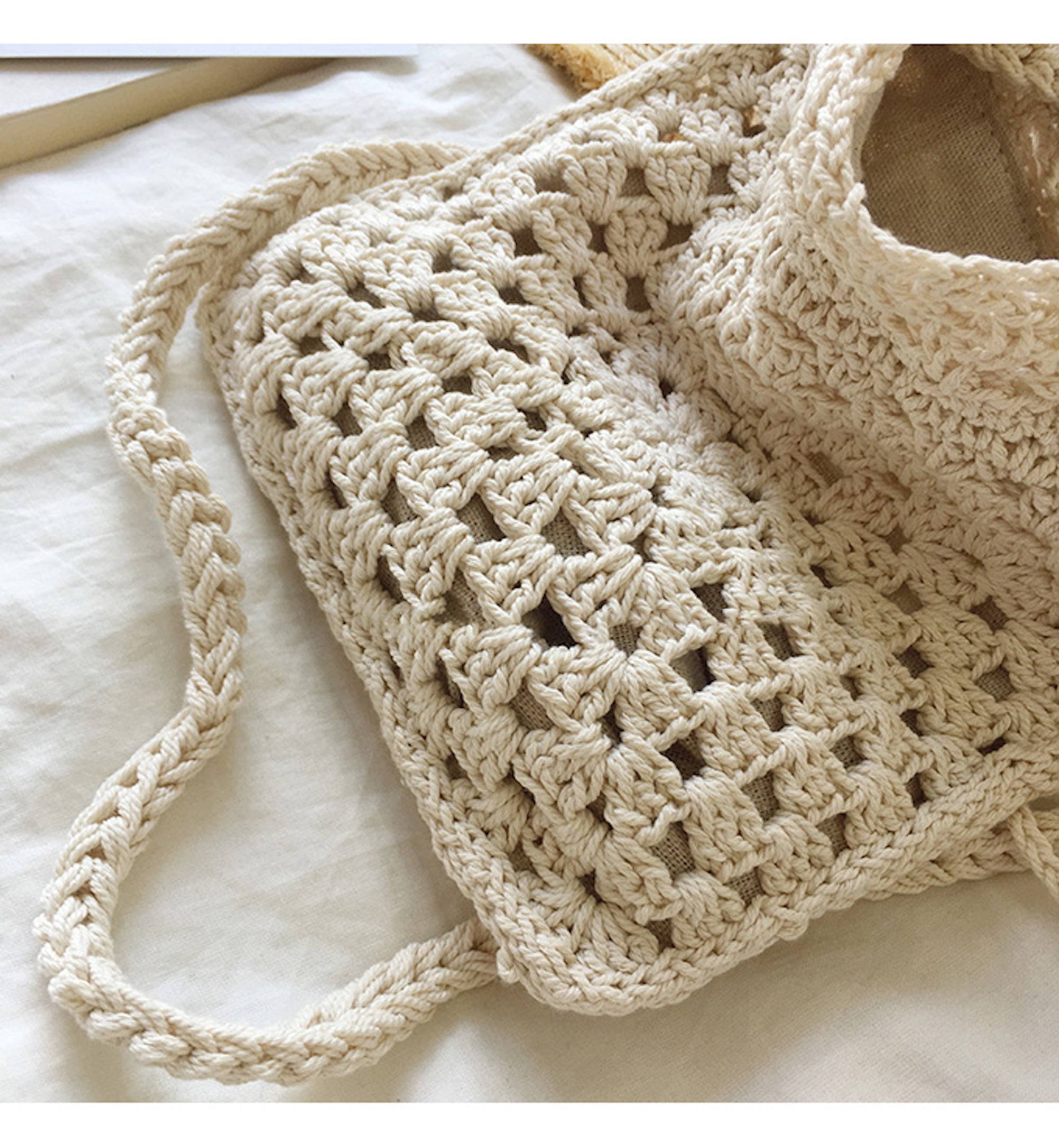 Buy Online High Quality, Unique Handmade Retro Cotton Knitted Shoulder Bucket Bag with Tassel, Hand Crochet Woven Purse, Fashion Casual Bag, Crossbody Bag Women's Purse Shoulder Bag - Elena H