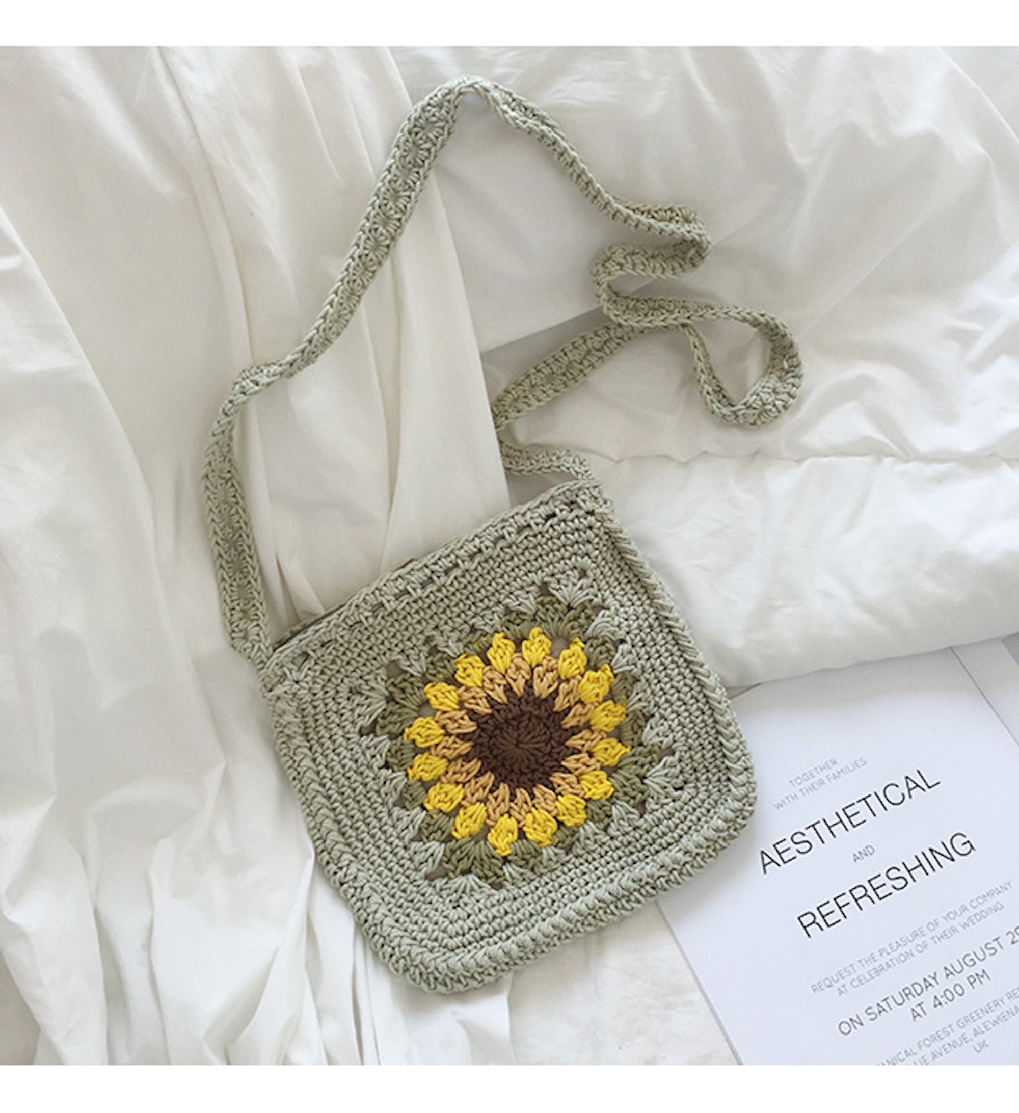 Buy Online High Quality, Unique Handmade Handmade Crochet Sunflower Purse, Hand Woven Crossbody Bag, Cotton Purse, Amigurumi Shoulder Bag, Crossbody Bag - Elena Handbags