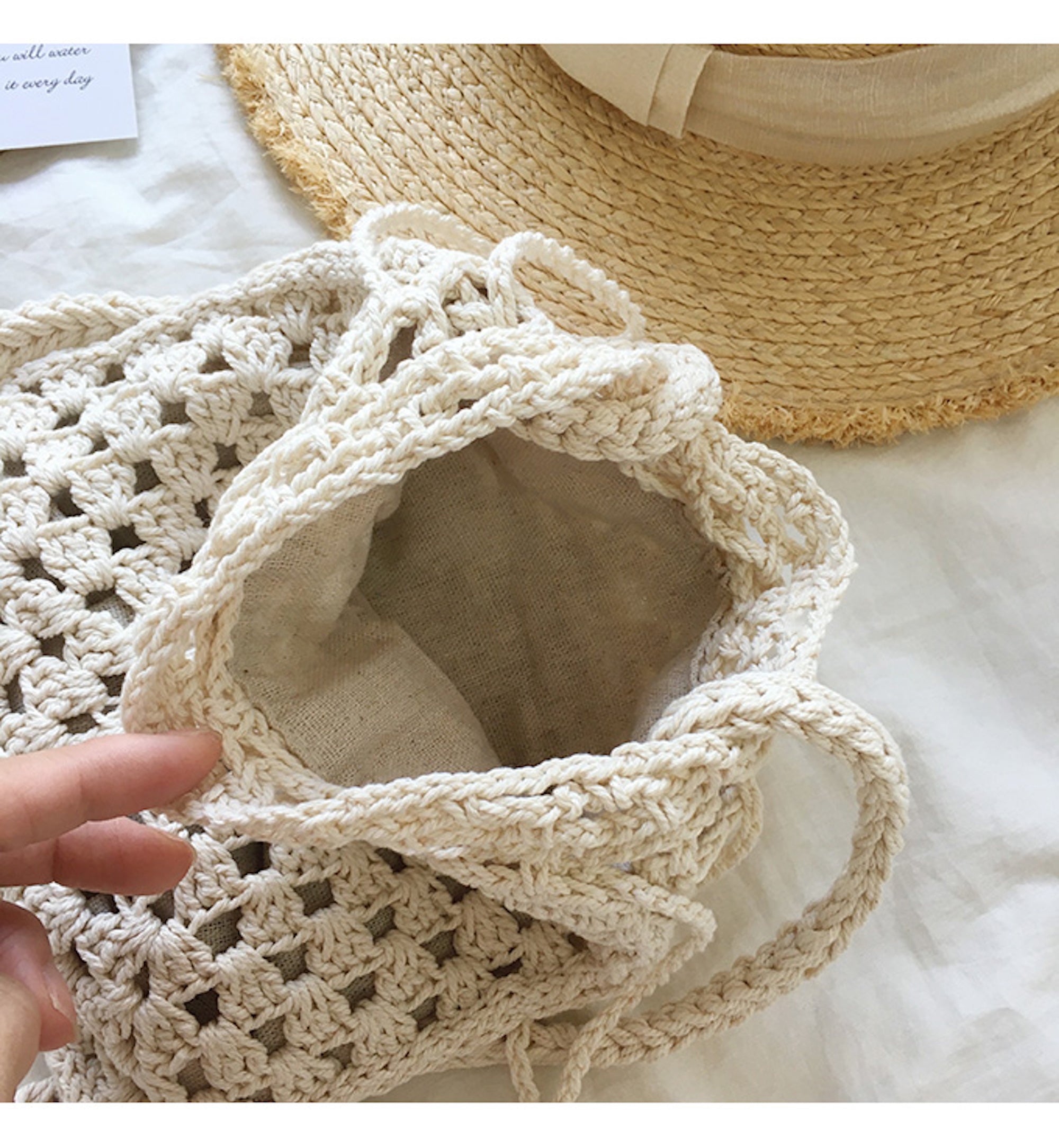 Buy Online High Quality, Unique Handmade Retro Cotton Knitted Shoulder Bucket Bag with Tassel, Hand Crochet Woven Purse, Fashion Casual Bag, Crossbody Bag Women's Purse Shoulder Bag - Elena H