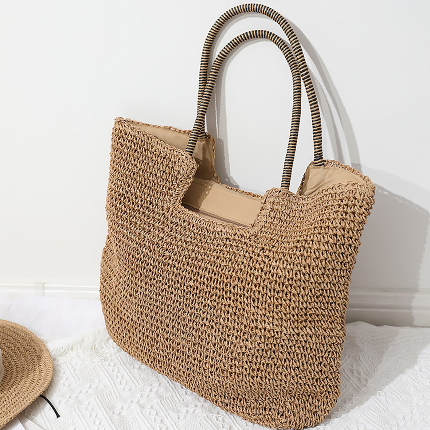 Basket Straw Tote Bags for Women Rattan Handmade Beach Hand Bags Ladies  Bamboo Woven Holiday Shoulder Bag