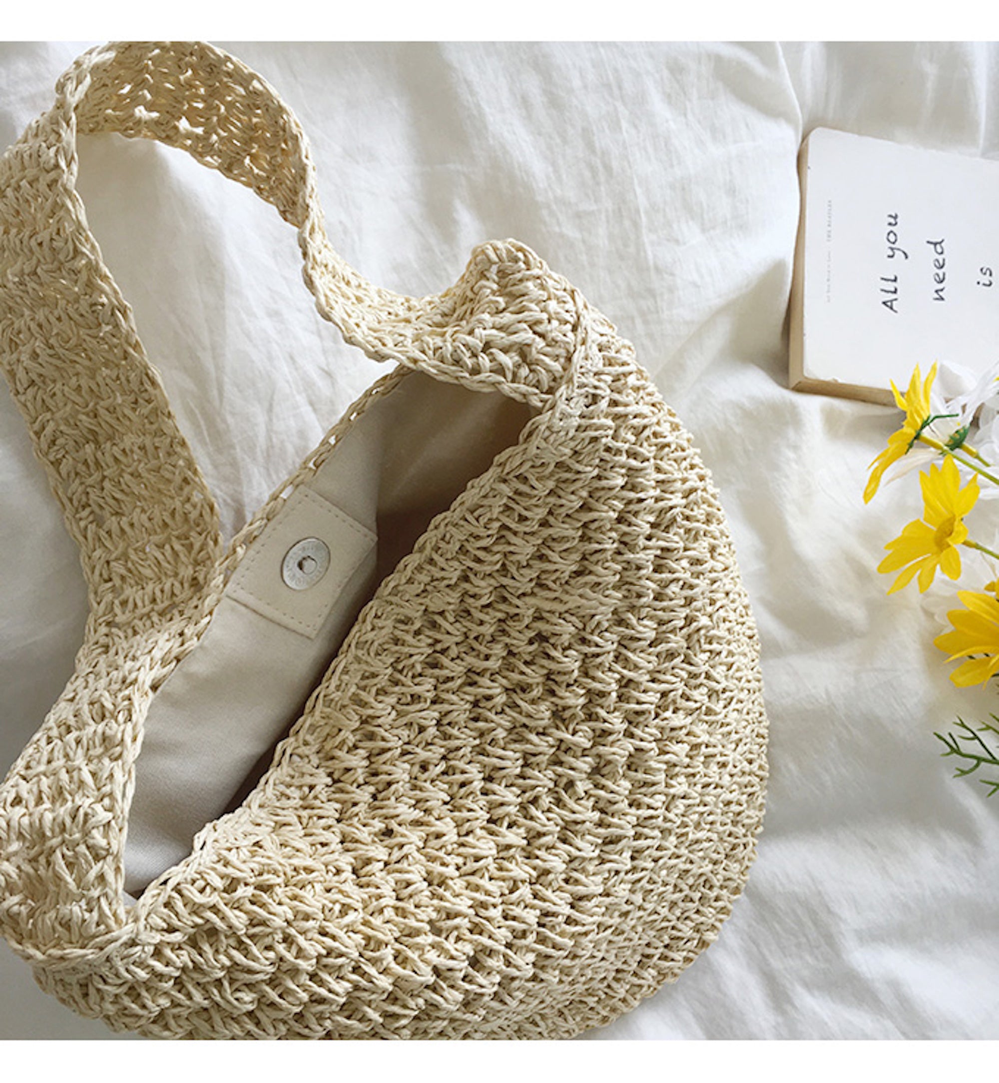 Buy Online High Quality, Unique Handmade Straw Shoulder Bucket Bag, Minimalistic Basket Design, Small Size, Handmade Summer Beach Purse, Raffia Bag - Elena Handbags