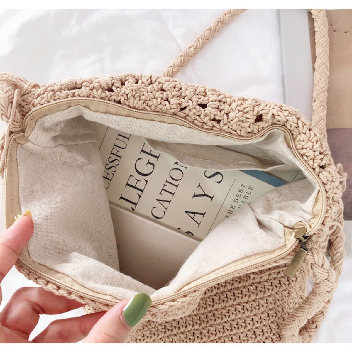 Buy Online High Quality, Unique Handmade Bohemian Tassel Beach Bag, Women Crochet Fringed Crossbody Bag, Hand Knitted Boho Shoulder Bag - Elena Handbags