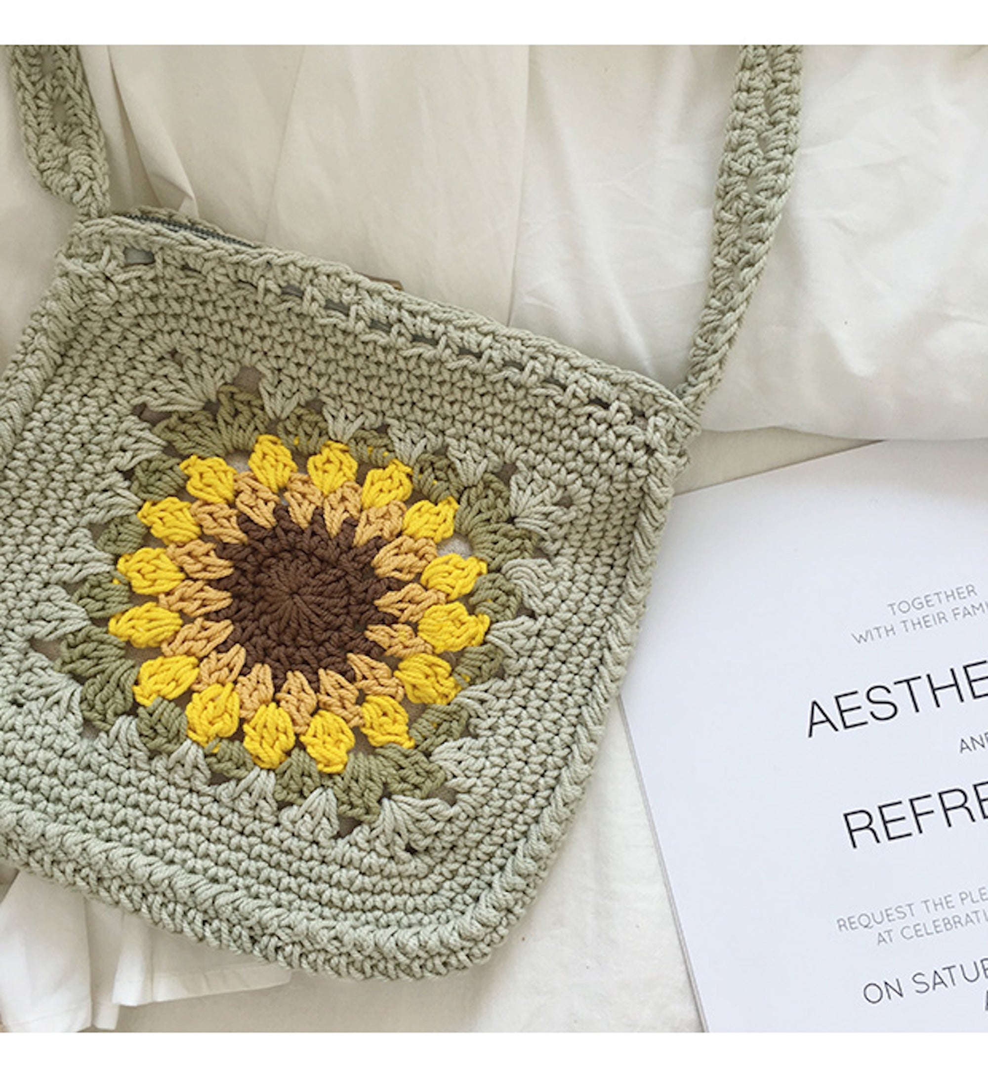 Buy Online High Quality, Unique Handmade Handmade Crochet Sunflower Purse, Hand Woven Crossbody Bag, Cotton Purse, Amigurumi Shoulder Bag, Crossbody Bag - Elena Handbags