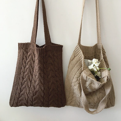 Elena Handbags Cotton Knitted Shoulder Bag
