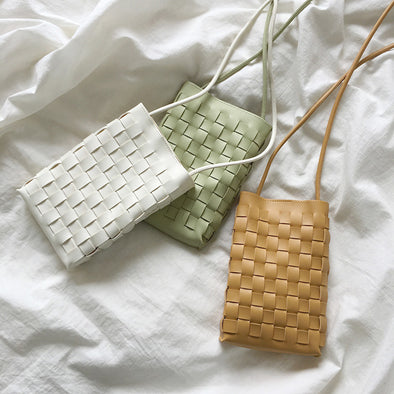 Buy Online Mini Square Leather Woven Purse, Crossbody Bag
