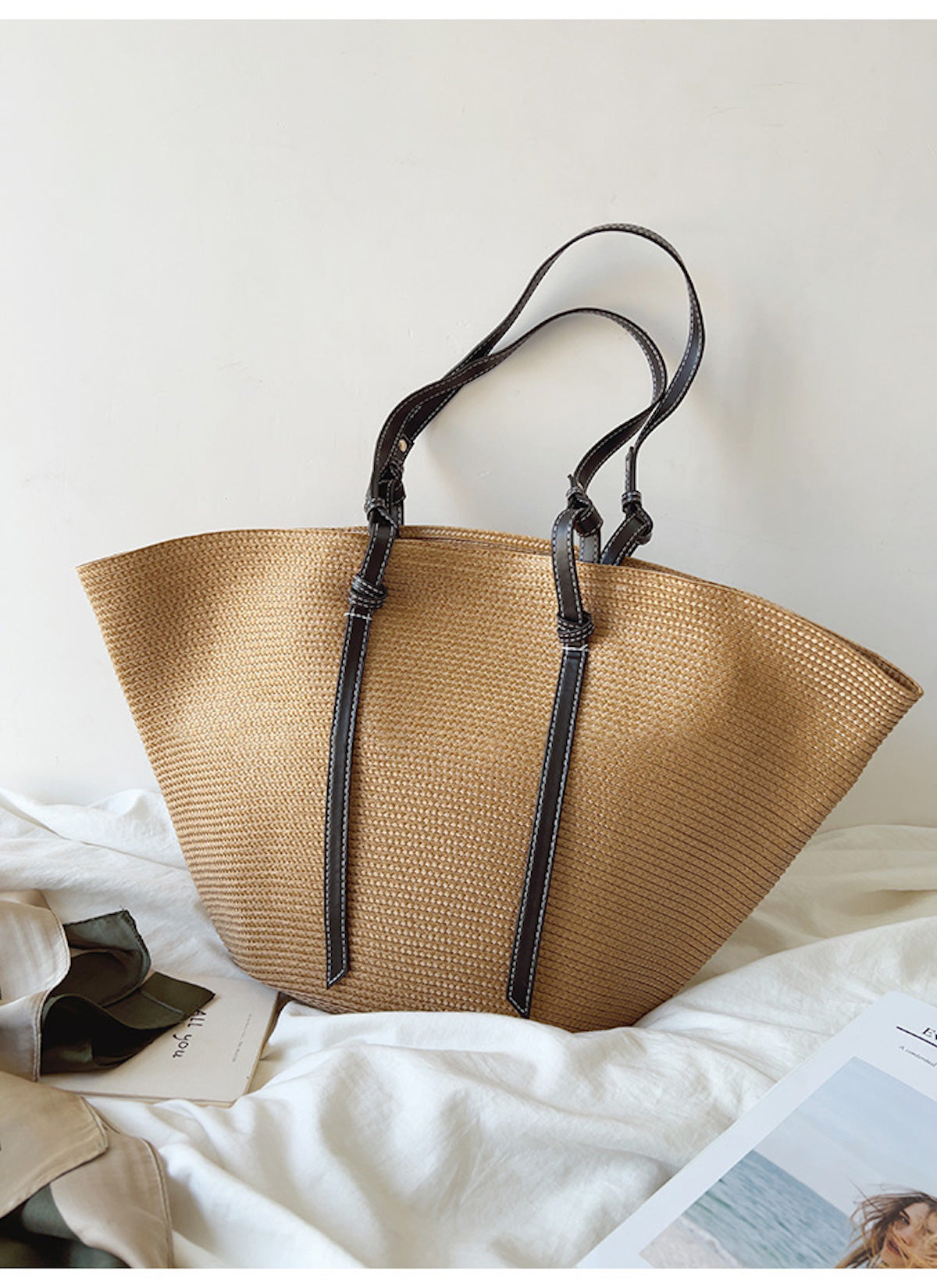 Buy Online Elena Handbags Large Shell Shaped Straw Purse Beach Bag