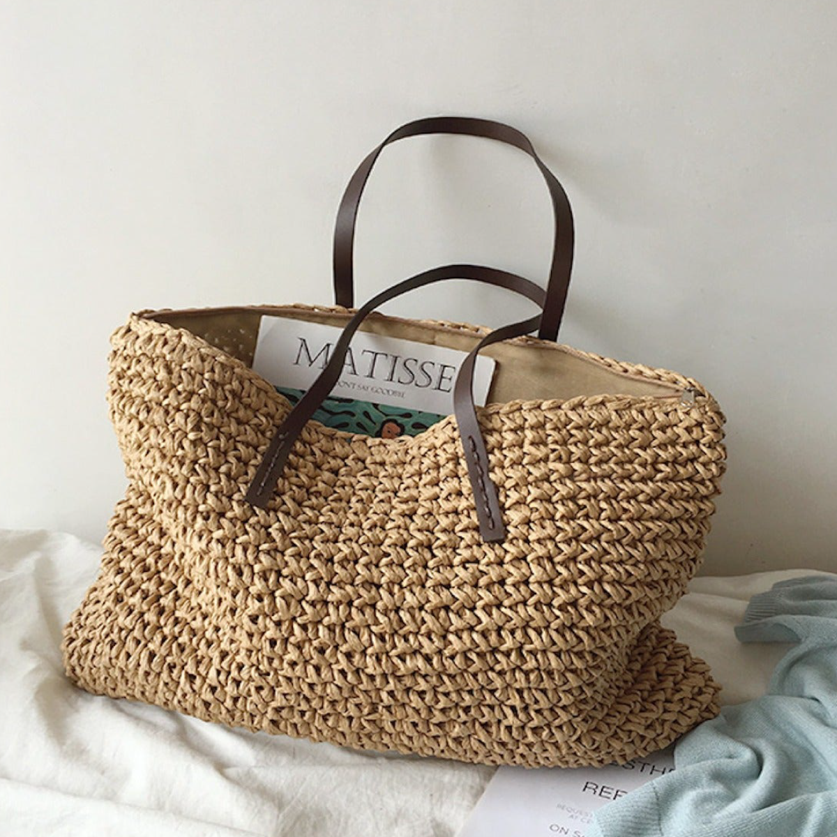 Buy Online Elena Handbags Everyday Large Straw Woven Summer Bag