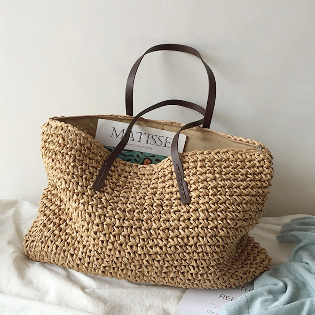 Elena Handbags Everyday Large Straw Woven Summer Bag