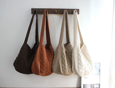Buy Online Elena Handbags Knit Patterned Cotton Shoulder Bag