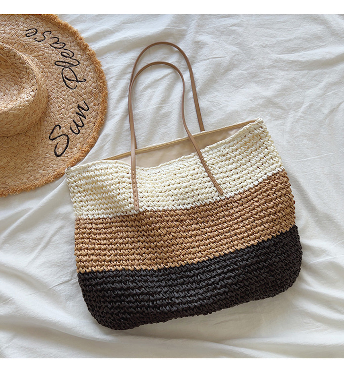 Buy Online Elena Handbags Large Straw Woven Summer Tote
