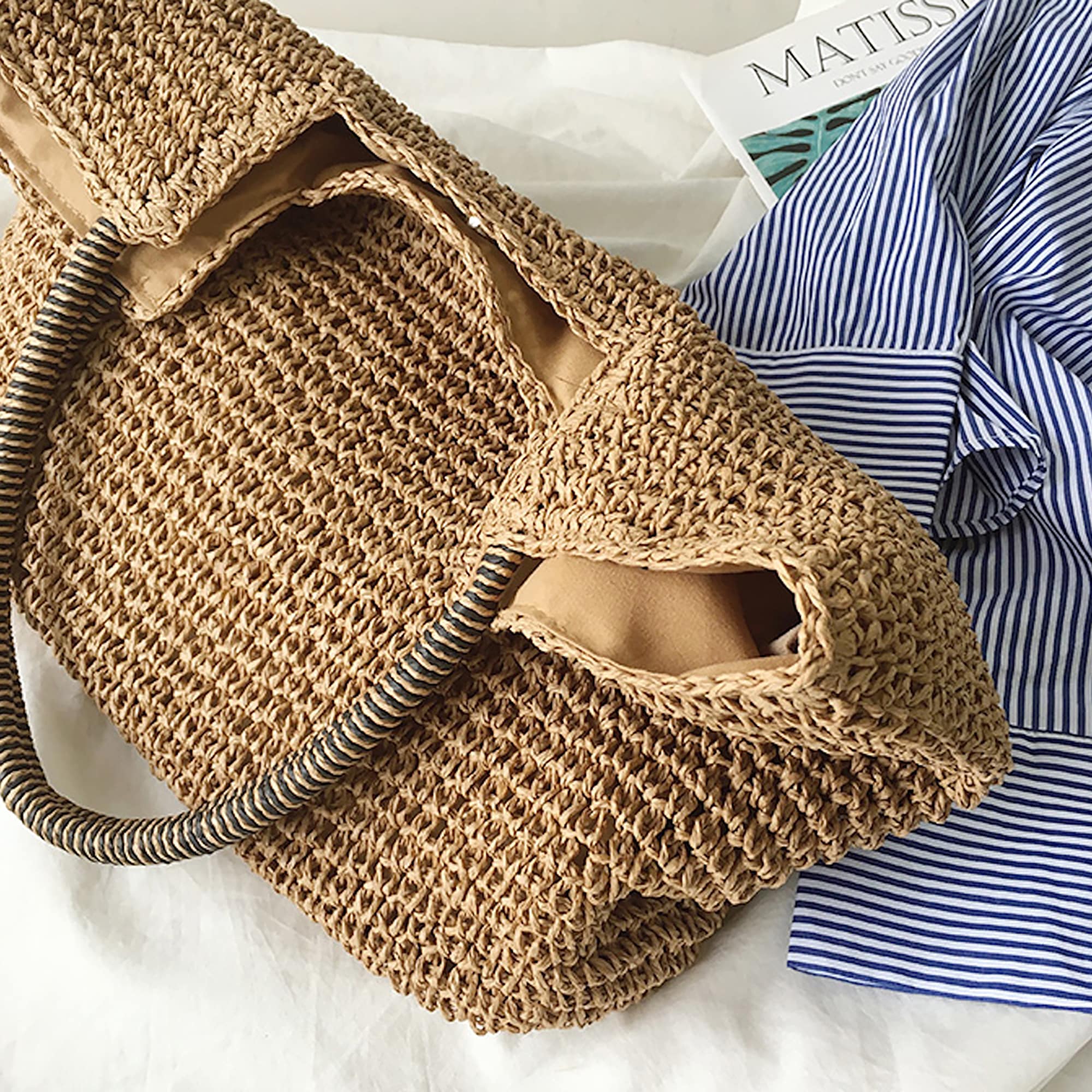 Beach Straw Woven Tote Bag