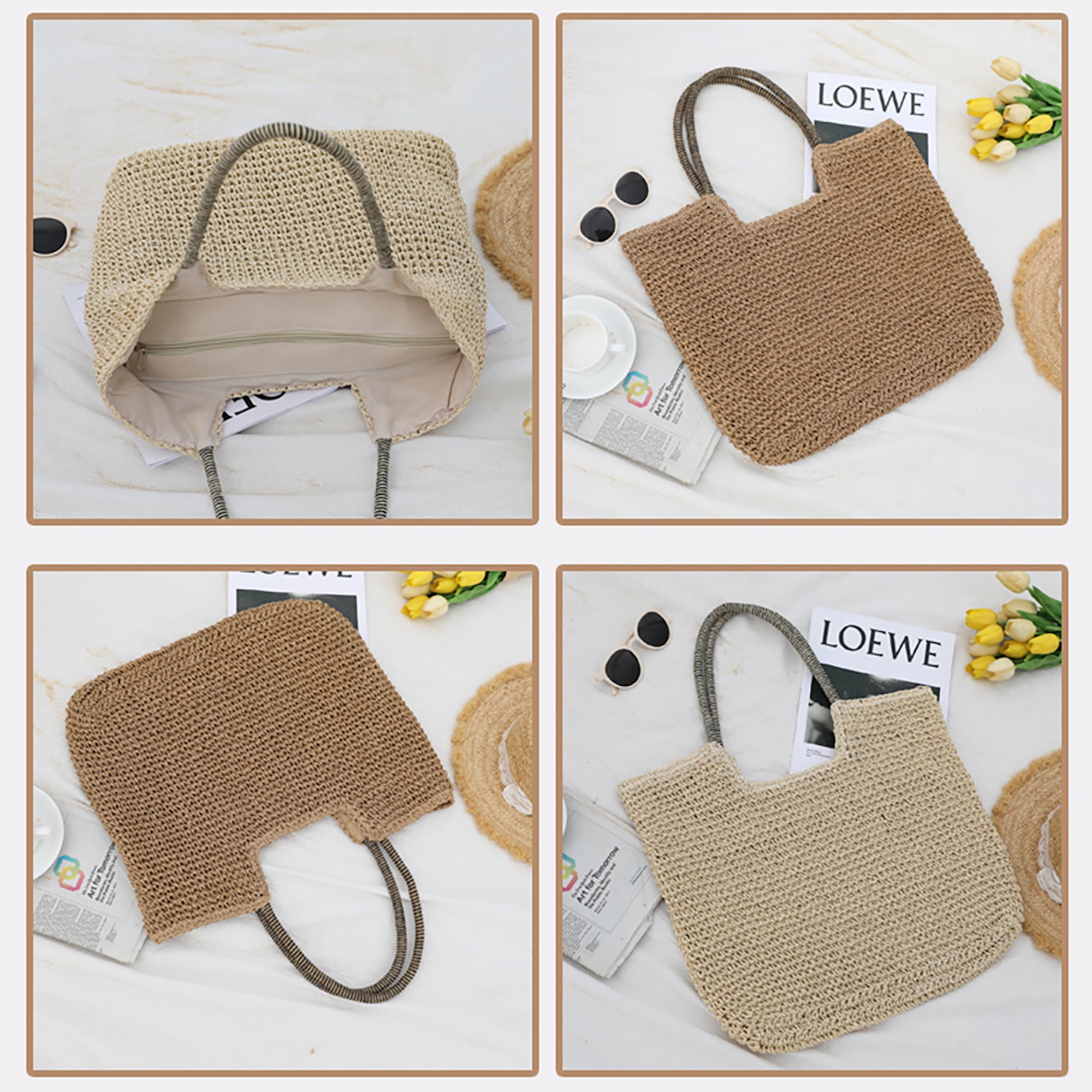 Beach Straw Woven Tote Bag