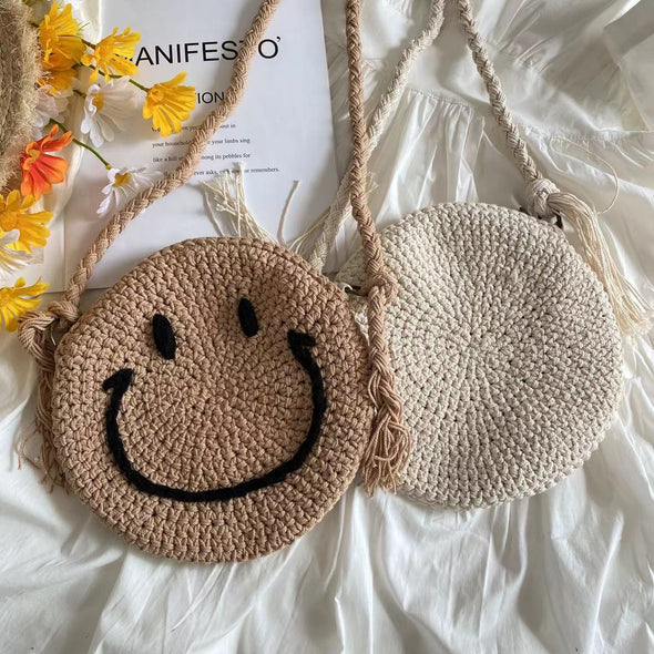 Buy Online Elena Handbags Crochet Smiley Face Round Bag