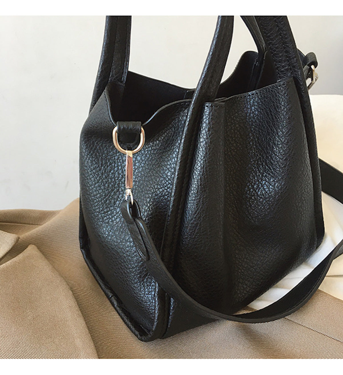 Buy Online Ultra Soft Leather Bucket Bag with Shoulder Strap and Inner Pouch