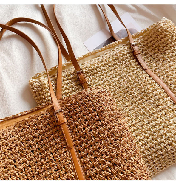 Buy Online Elena Handbags Chic Large Straw Woven Summer Bag