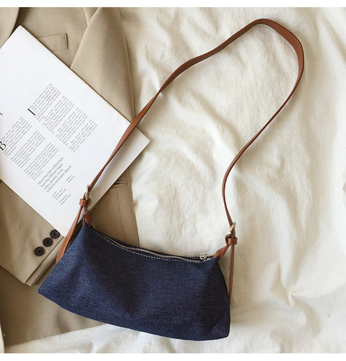 Buy Online Elena Handbags Classic Everyday Denim Shoulder Bag