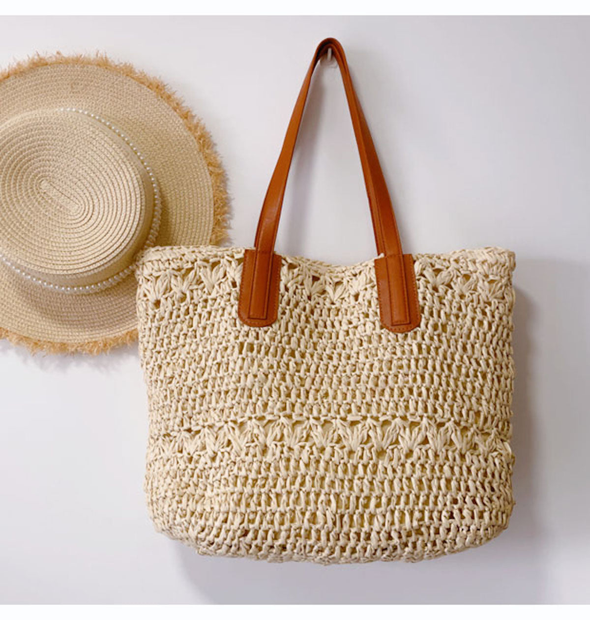 Elena Handbags Large Straw Woven Tote