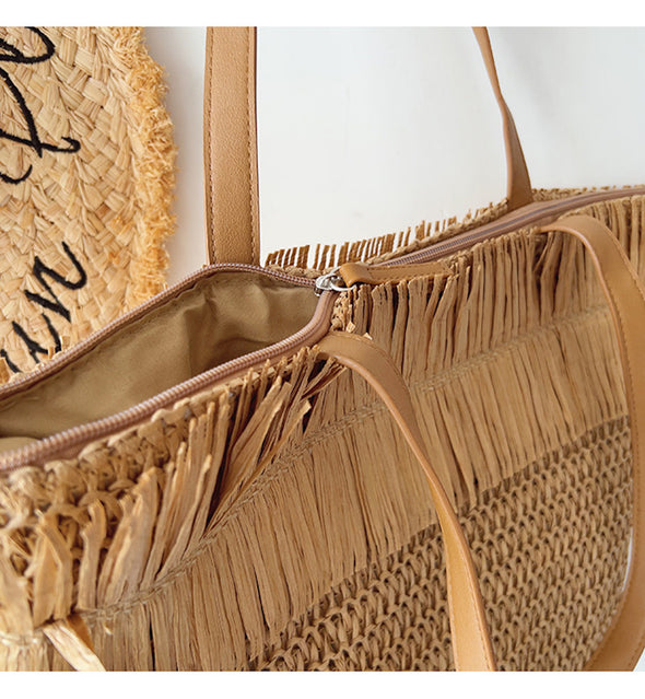 Elena Handbags Fashion Straw Woven Tote Bag