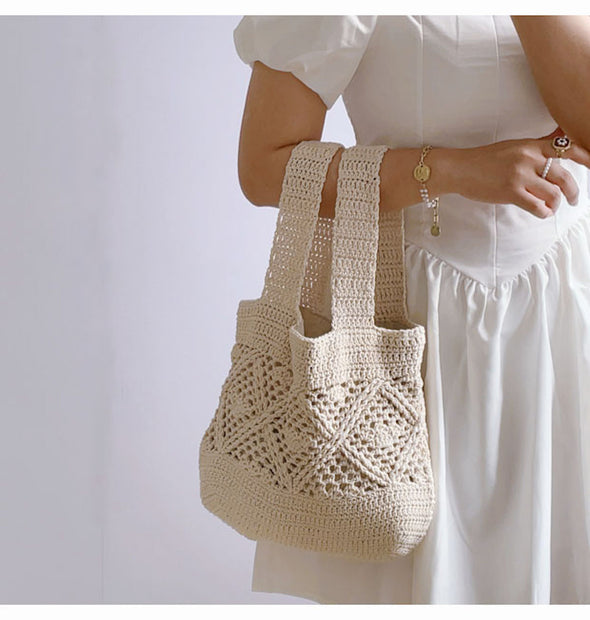 Elena Handbags Minimalistic Cotton Bucket Shoulder Bag