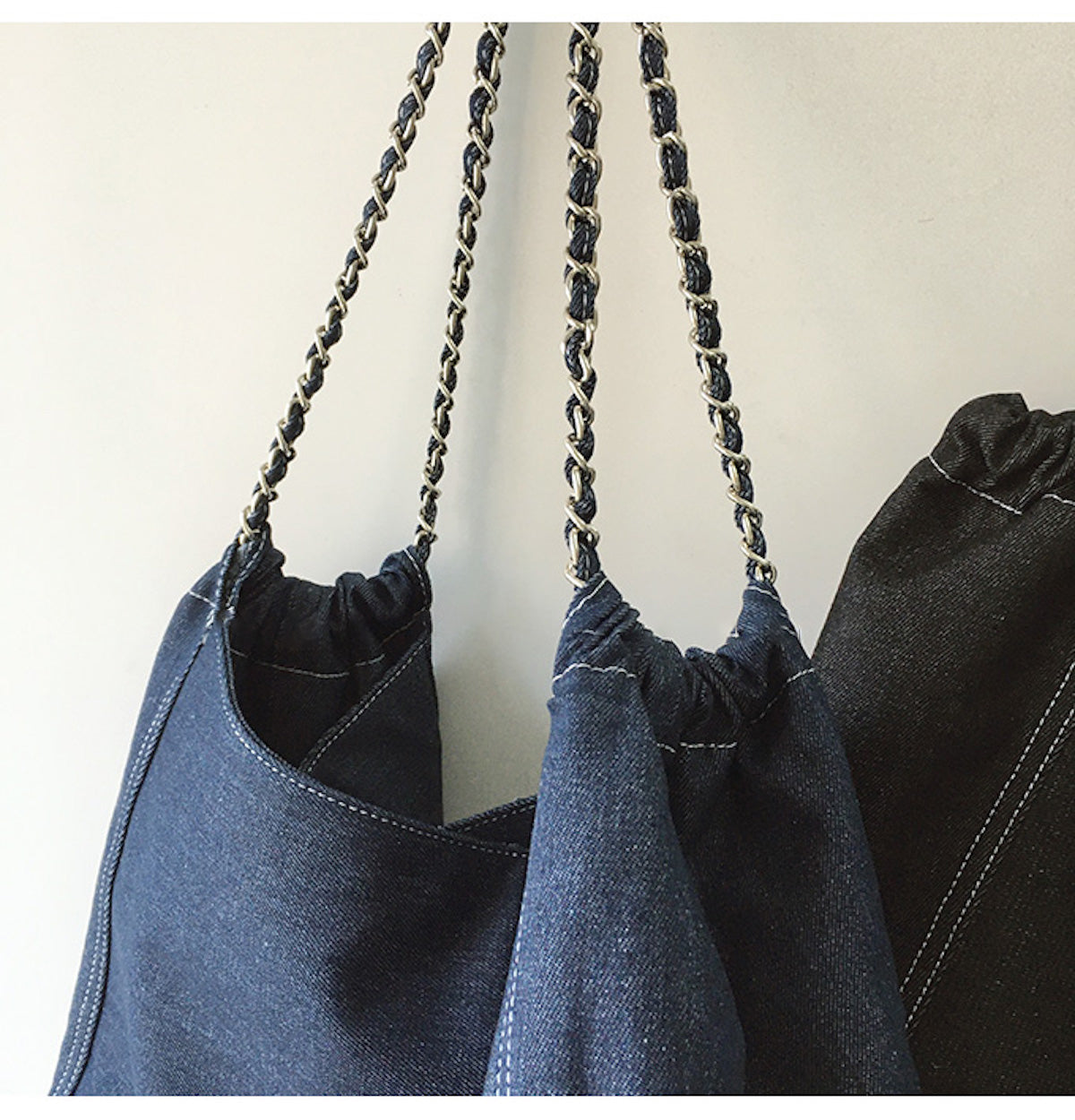 Buy Online Elena Handbags Retro Chain Strap Denim Shoulder Bag