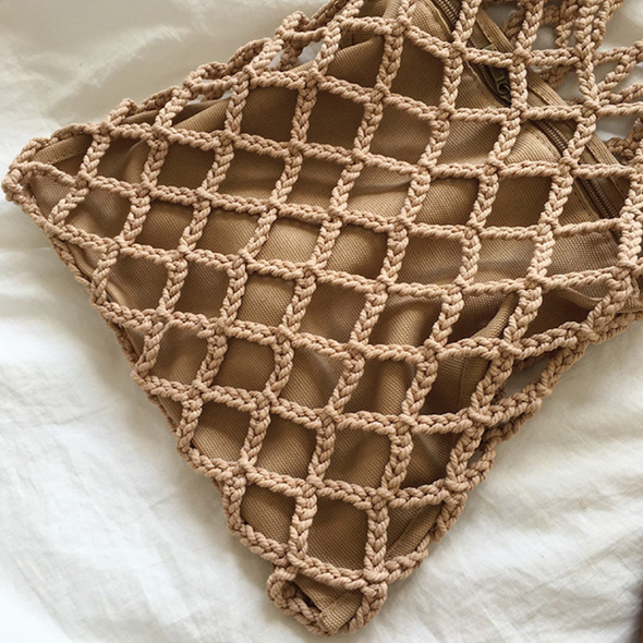 Elena Handbags Crochet Bag with Fishnet Design