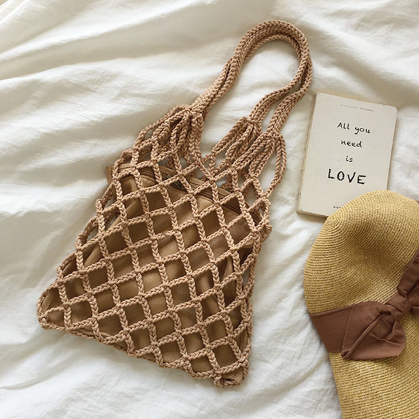 Elena Handbags Crochet Bag with Fishnet Design