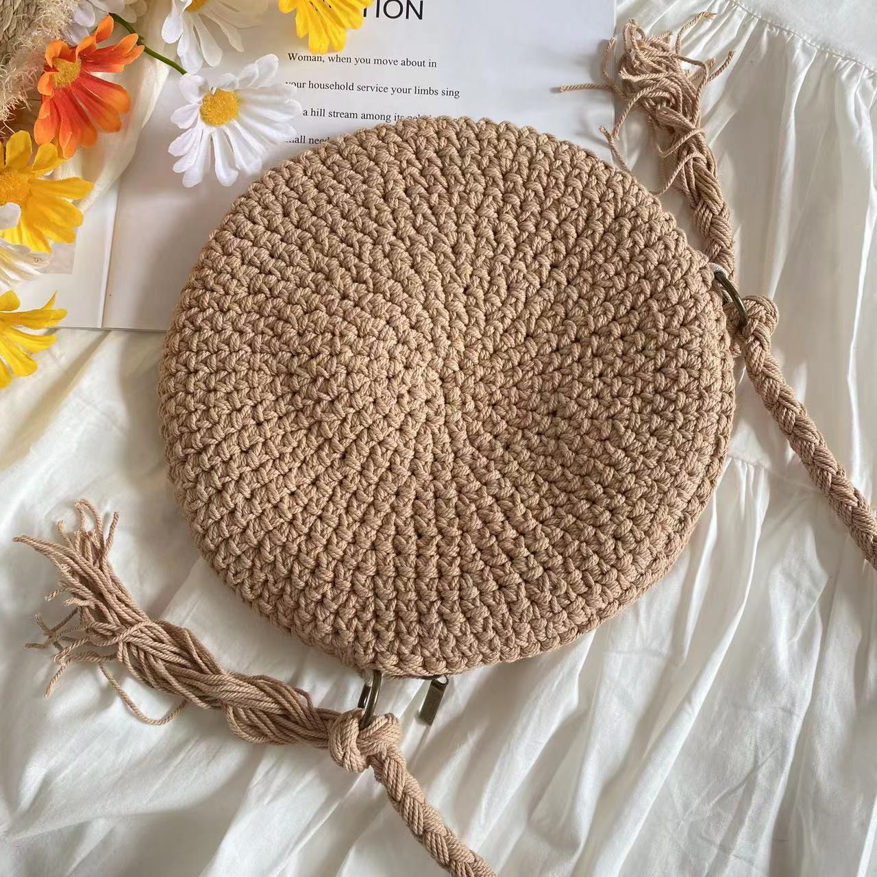 Buy Online Elena Handbags Crochet Smiley Face Round Bag