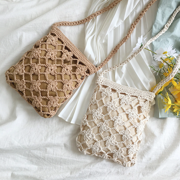 Elena Handbags Crochet Shoulder Crossbody Bag