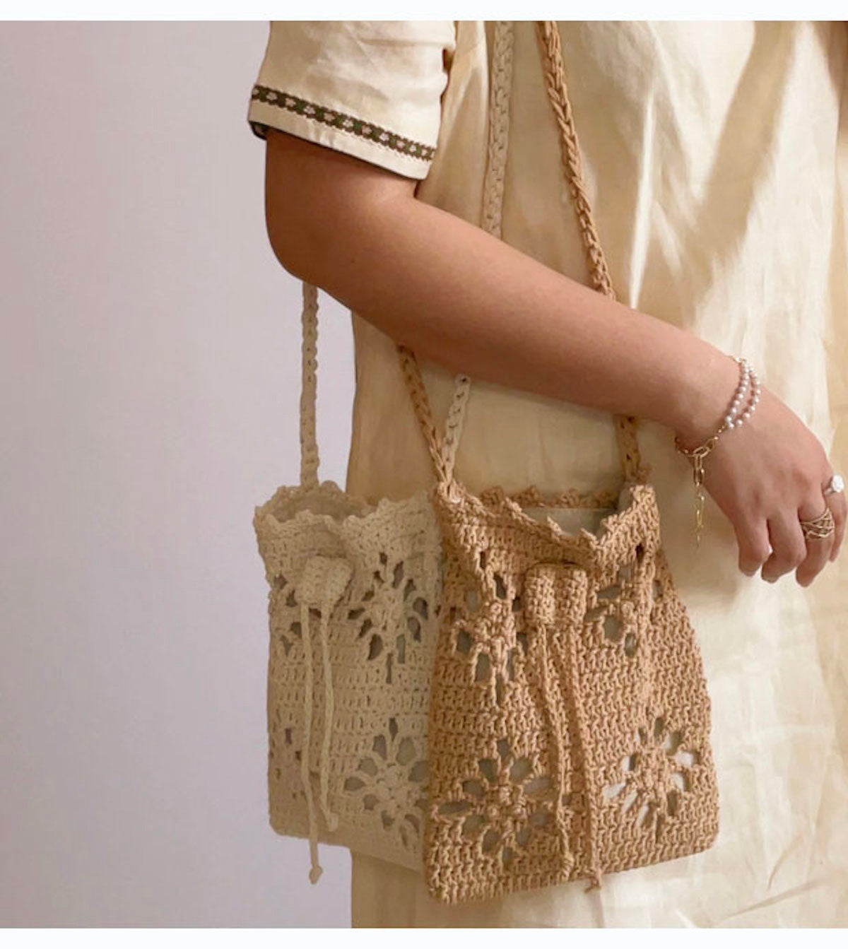 Elena Handbags Crochet Floral Crossbody Bag