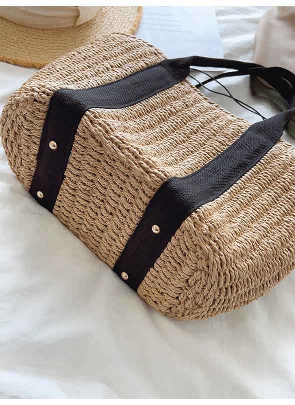Buy Online Elena Handbags Straw Beach Basket Summer Handbag