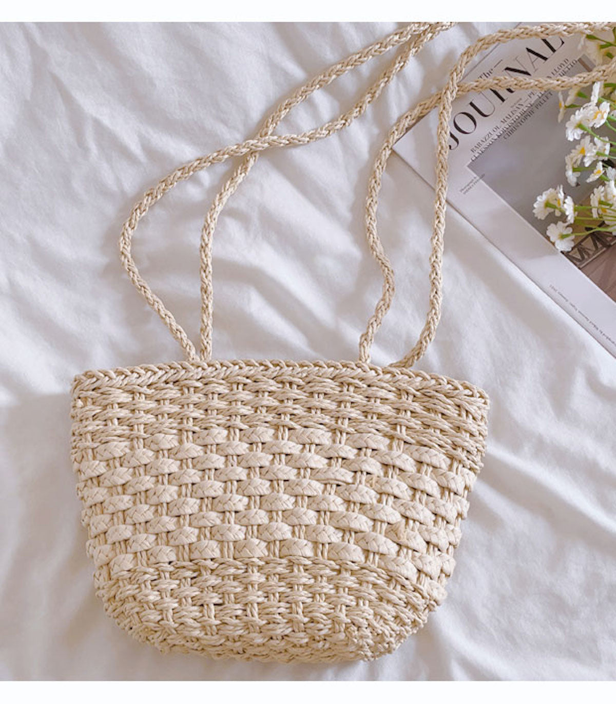 Elena Handbags Simple Woven Straw Tote Bag