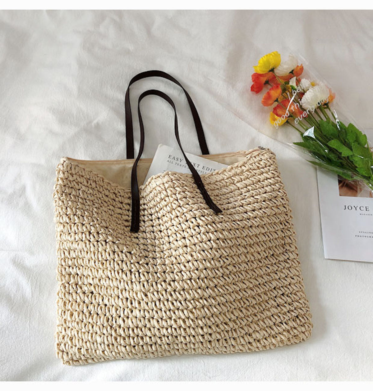 Buy Online Elena Handbags Everyday Large Straw Woven Summer Bag