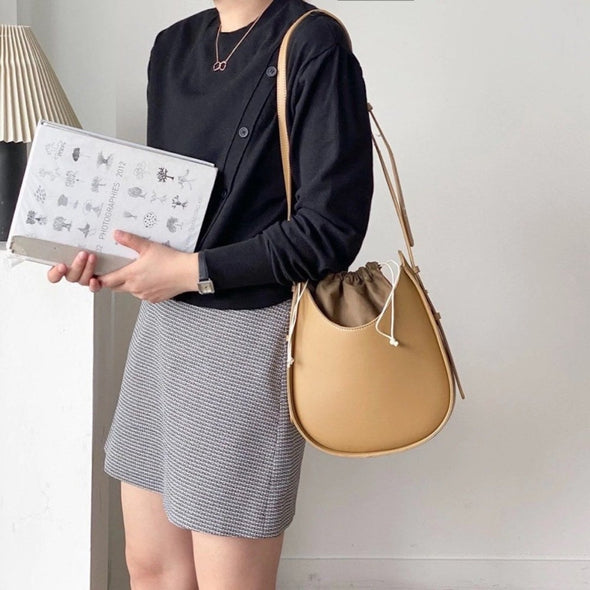 Buy Online High Quality, Unique Handmade Small Modern Saddle Bag in PU Leather, Women's Everyday Shoulder Bag - Elena Handbags