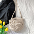 Buy Online High Quality, Unique Handmade Retro Crochet Shoulder Crossbody Bag, Minimalistic Basket Design, Small Size, Handmade Woven Cotton Twine - Elena Handbags