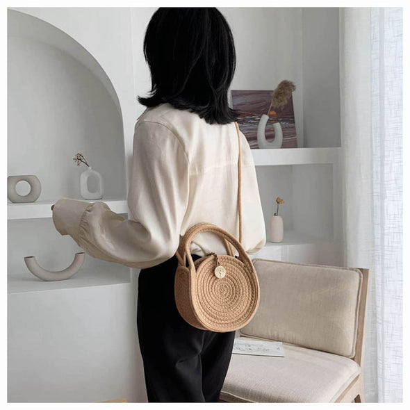 Buy Online Elena Handbags Round Knit Shoulder Bag Women's Fashion Woven Bag